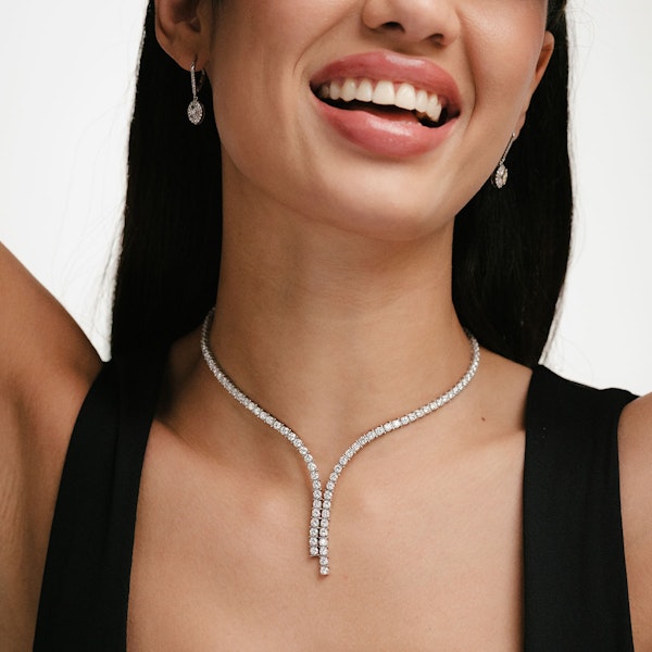 10.00ct Diamond Necklace Set in 18K White Gold - Image 2