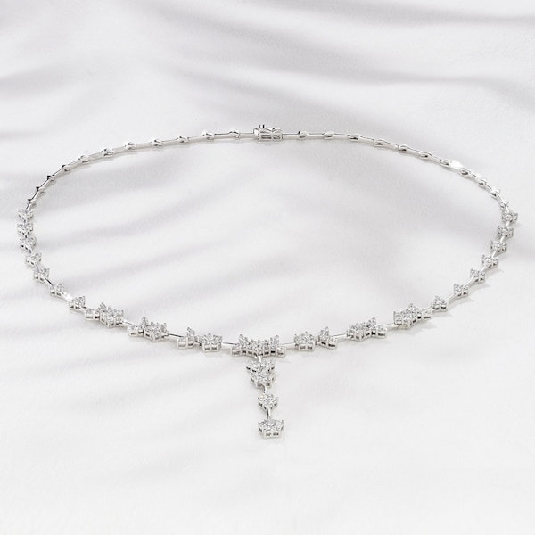 5.00ct Lab Diamond Flower Drop Necklace in 9K White Gold F/VS - Image 4