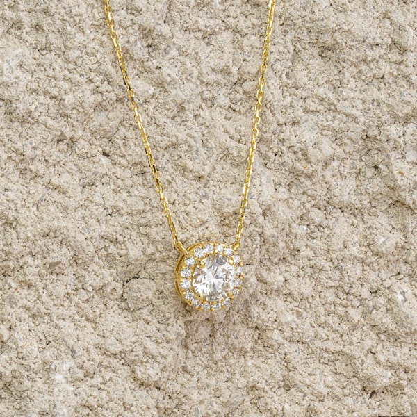 1.30ct Lab Diamond Halo Necklace in 9K Yellow Gold G/Vs - Image 7