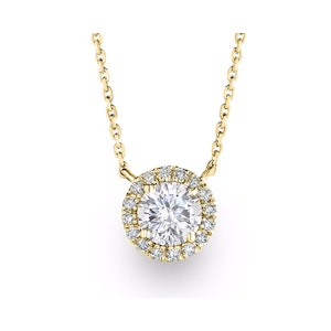 1.30ct Lab Diamond Halo Necklace in 9K Yellow Gold F/VS