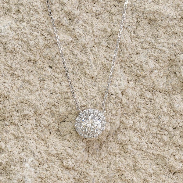 1.30ct Lab Diamond Halo Necklace in 9K White Gold G/Vs - Image 7