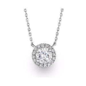 1.30ct Lab Diamond Halo Necklace in 9K White Gold F/VS