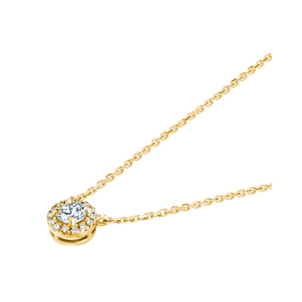 0.40ct Lab Diamond Halo Necklace in 9K Yellow Gold G/Vs - Image 5