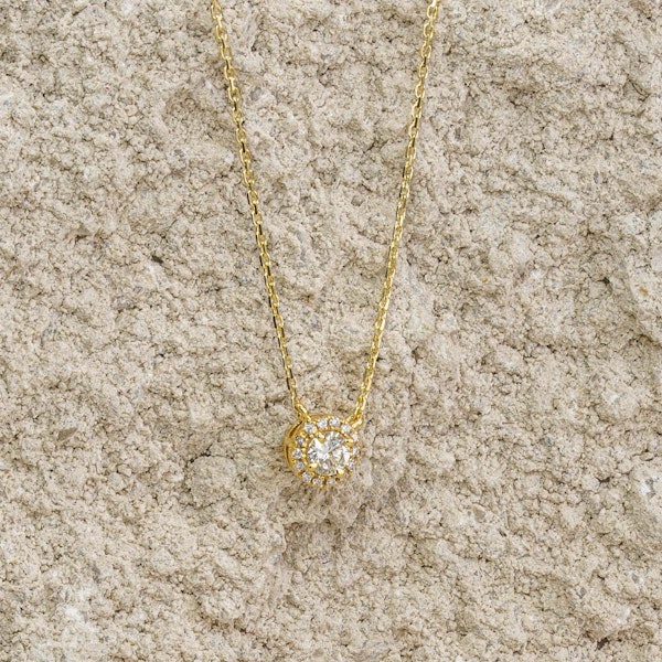 0.40ct Lab Diamond Halo Necklace in 9K Yellow Gold G/Vs - Image 4