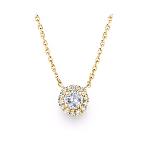 0.40ct Lab Diamond Halo Necklace in 9K Yellow Gold F/VS
