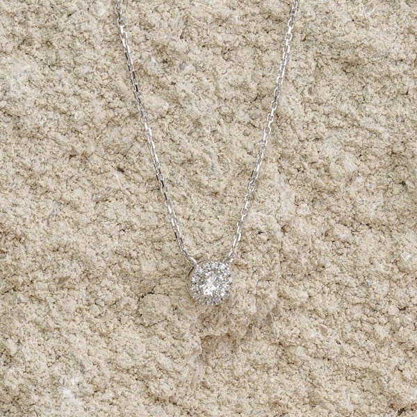 0.40ct Lab Diamond Halo Necklace in 9K White Gold G/Vs - Image 4