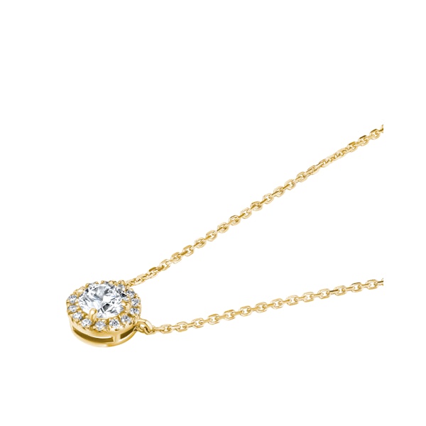 0.70ct Lab Diamond Halo Necklace in 9K Yellow Gold G/Vs - Image 5