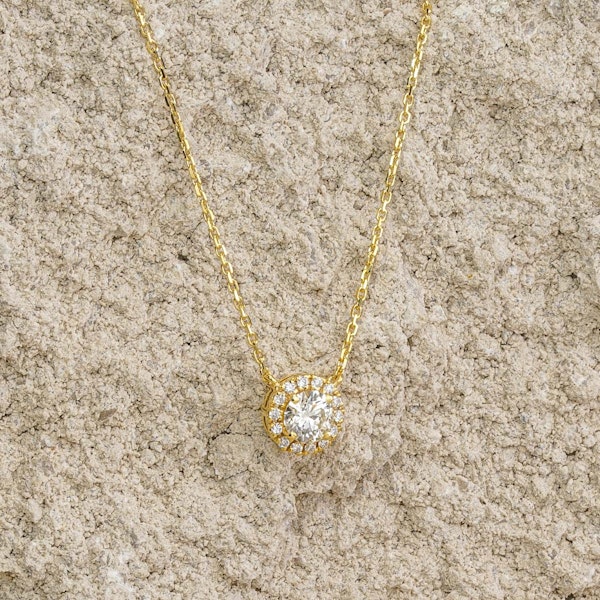 0.70ct Lab Diamond Halo Necklace in 9K Yellow Gold G/Vs - Image 4