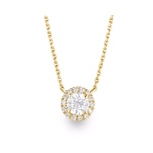0.70ct Lab Diamond Halo Necklace in 9K Yellow Gold F/VS