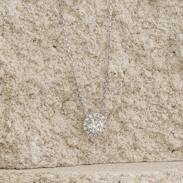 0.70ct Lab Diamond Halo Necklace in 9K White Gold G/Vs - Image 4
