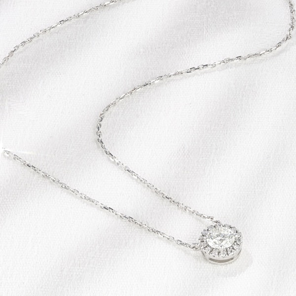 0.70ct Lab Diamond Halo Necklace in 9K White Gold G/Vs - Image 2