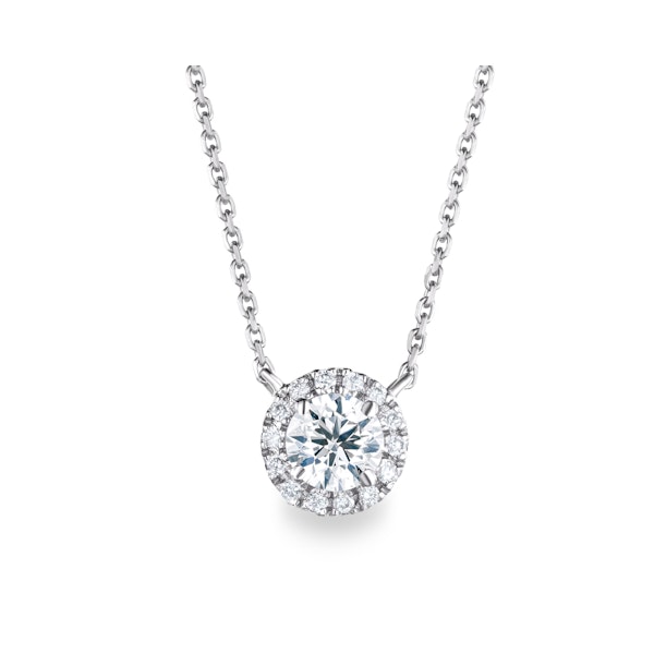 0.70ct Lab Diamond Halo Necklace in 9K White Gold G/Vs - Image 1