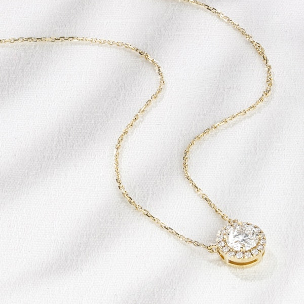 1.00ct Lab Diamond Halo Necklace in 9K Yellow Gold G/Vs - Image 5