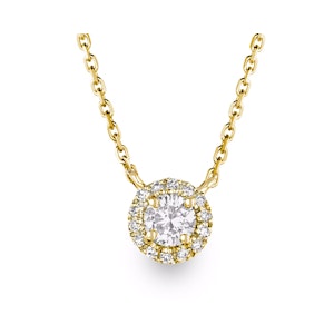 1.00ct Lab Diamond Halo Necklace in 9K Yellow Gold F/VS