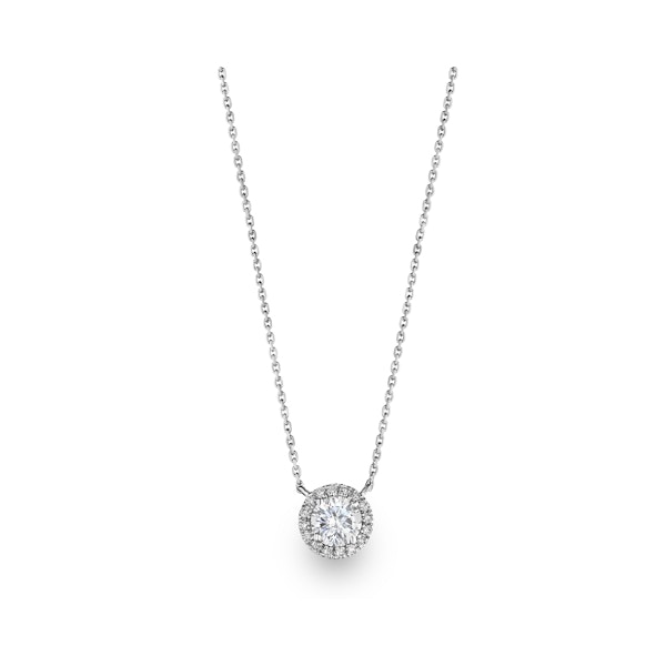 1.00ct Lab Diamond Halo Necklace in 9K White Gold G/Vs - Image 3