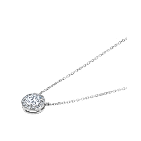 1.00ct Lab Diamond Halo Necklace in 9K White Gold G/Vs - Image 5