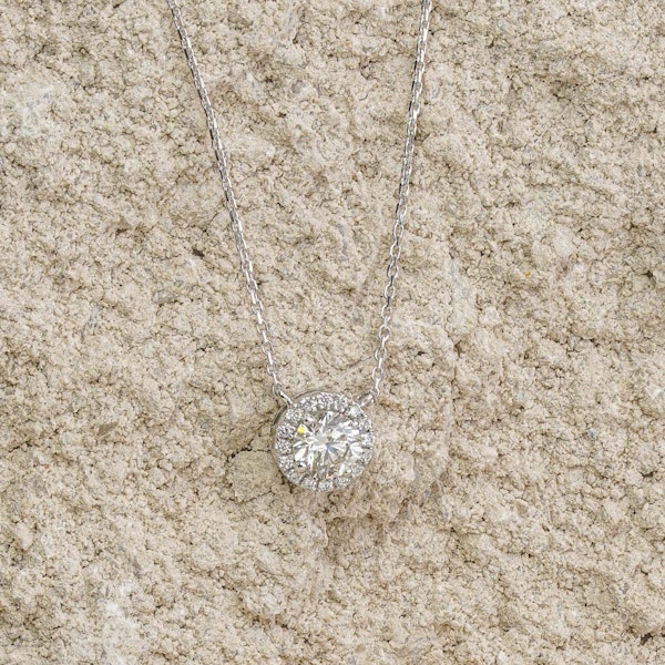 1.00ct Lab Diamond Halo Necklace in 9K White Gold G/Vs - Image 8