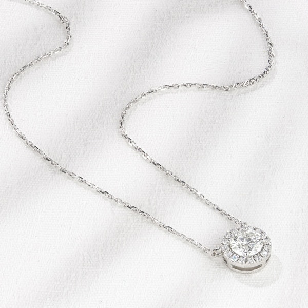 1.00ct Lab Diamond Halo Necklace in 9K White Gold G/Vs - Image 6