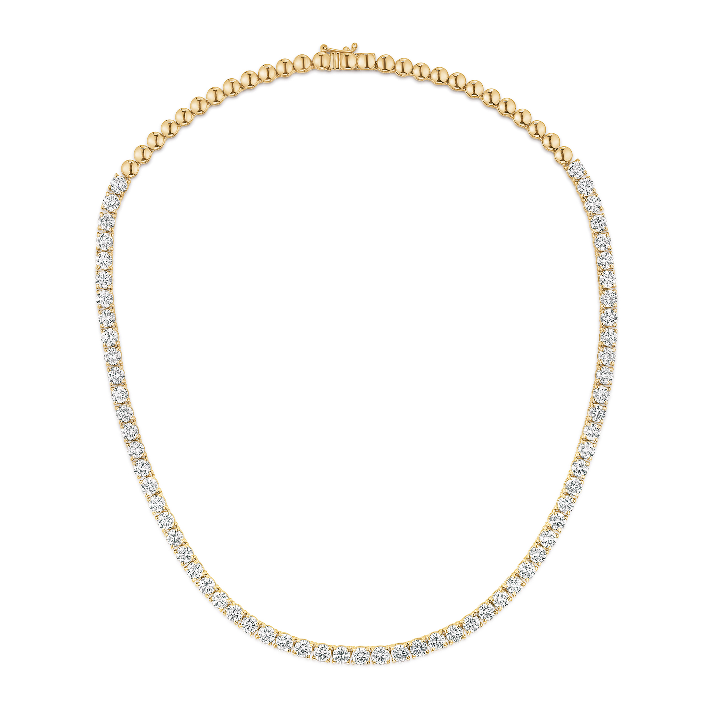 15.00ct Lab Diamond Tennis Necklace 3/4 Set in 9K Yellow Gold F/VS