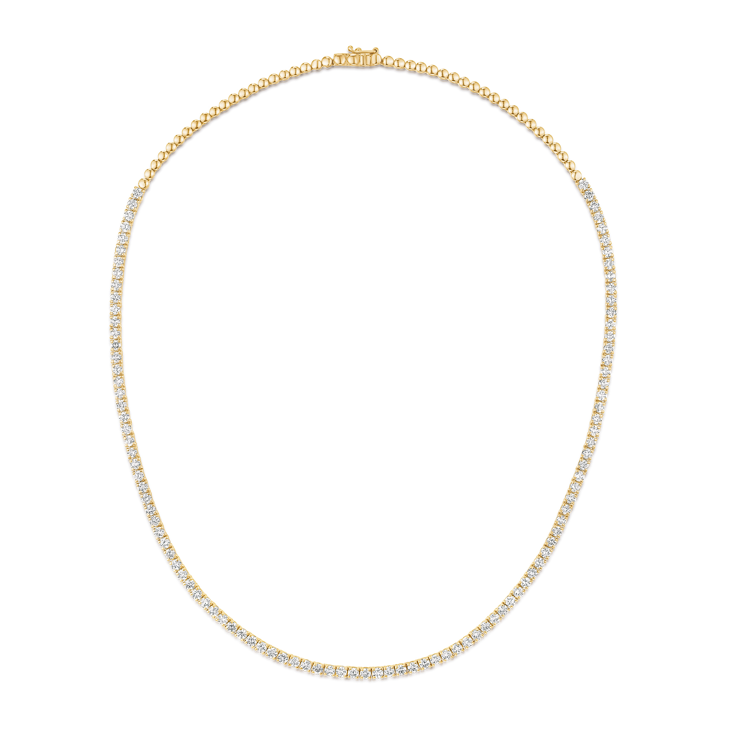 7.00ct Lab Diamond Tennis Necklace 3/4 Set in 9K Yellow Gold F/VS