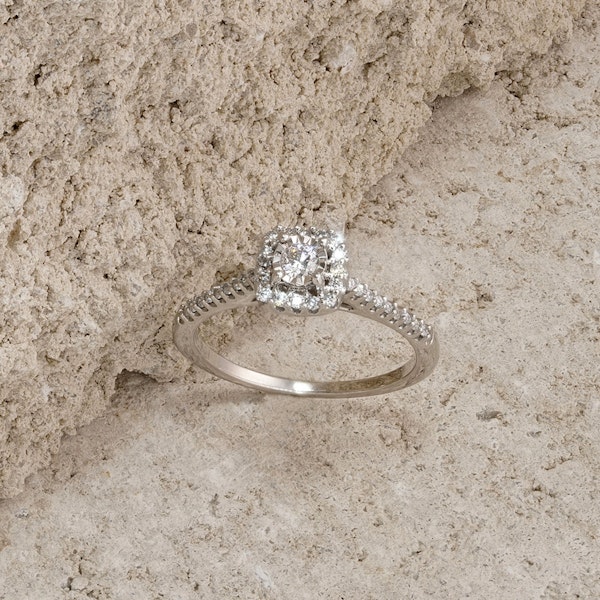 Masami Diamond Halo Engagement Ring 0.25ct Pave Set in 9K White Gold - Image 4