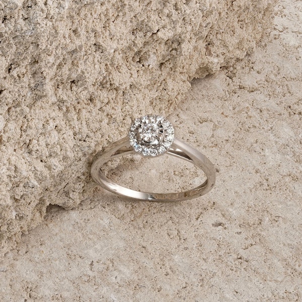 Masami Diamond Engagement Ring 0.20ct Pave Set Halo in 9K White Gold - Image 4