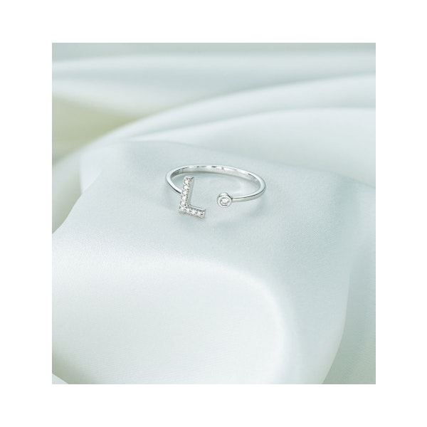 Lab Diamond Initial 'L' Ring 0.07ct Set in 925 Silver SIZES L P R - Image 3