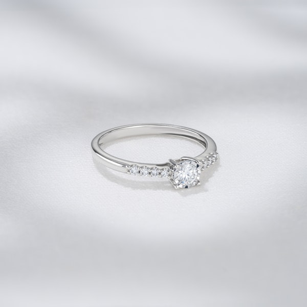 Lab Diamond Side Stone Engagement Ring 0.25ct H/Si in 9K White Gold - Image 5