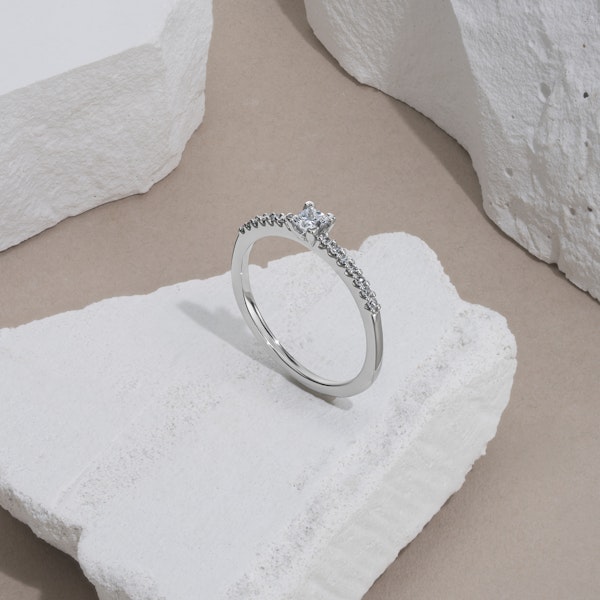 Princess Cut Lab Diamond Engagement Ring 0.25ct H/Si in 9K White Gold - Image 6