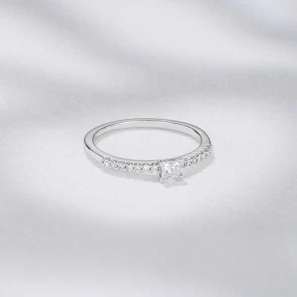 Princess Cut Lab Diamond Engagement Ring 0.25ct H/Si in 9K White Gold - Image 5