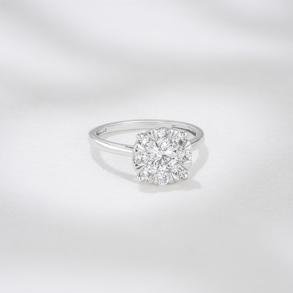 1 Carat Lab Diamond Cluster Solitaire Ring H/Si in 9K White Gold - Image 5