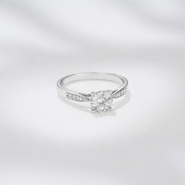 Lab Diamond Engagement Ring With Shoulders 0.25ct H/Si - 9K White Gold - Image 5