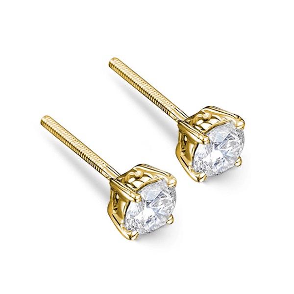 18K Gold Lab Diamond Stud Earrings 1.00CT F/VS1 Quality - 5.1mm - Image 3