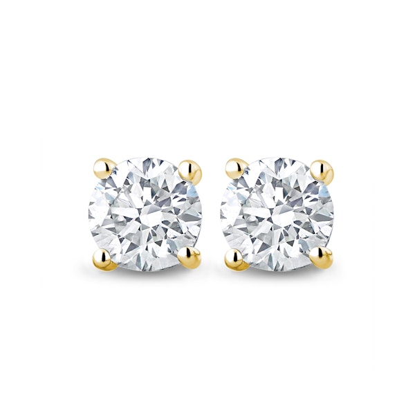 18K Gold Lab Diamond Stud Earrings 1.00CT F/VS1 Quality - 5.1mm - Image 1