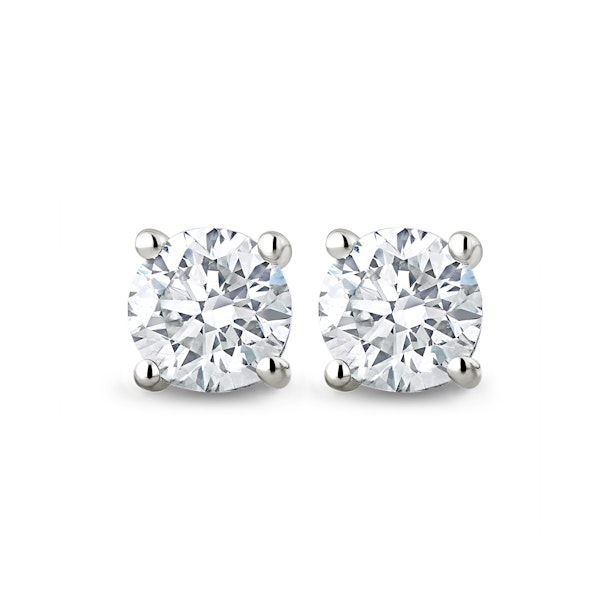 Diamond Earrings 1.00CT Studs Premium Quality in 18K White Gold 5.1mm - Image 1