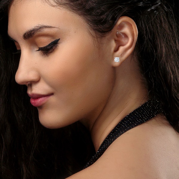 Lab Diamond Stud Earrings 1.00CT F/VS1 Quality Set in Platinum - 5.1mm - Image 2