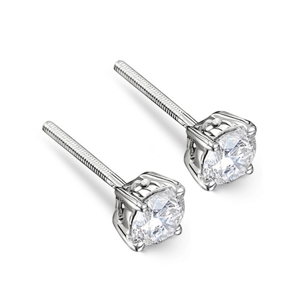 Lab Diamond Stud Earrings 1.00CT F/VS1 Quality 18K White Gold - 5.1mm - Image 3