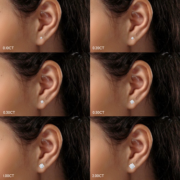 Lab Diamond Stud Earrings 1.00CT F/VS1 Quality 18K White Gold - 5.1mm - Image 4