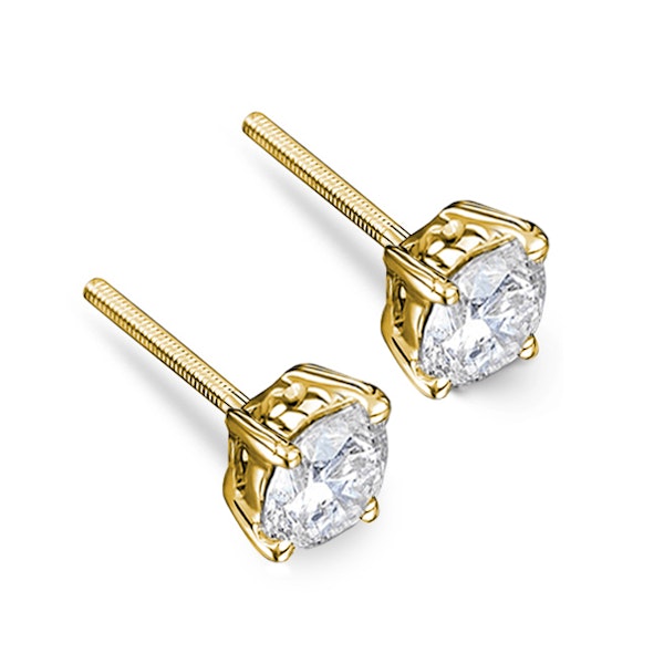 18K Gold Lab Diamond Stud Earrings 1.50CT F/VS1 Quality - 6mm - Image 3