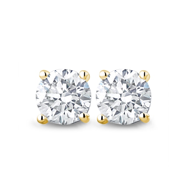 18K Gold Lab Diamond Stud Earrings 1.50CT F/VS1 Quality - 6mm - Image 1