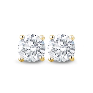 18K Gold Lab Diamond Stud Earrings 1.50CT F/VS1 Quality - 6mm