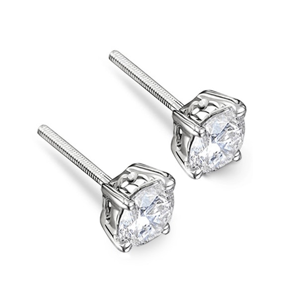 Lab Diamond Stud Earrings 1.50CT F/VS1 Quality Set in Platinum - 5.9mm - Image 3