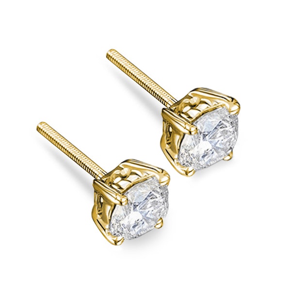 18K Gold Lab Diamond Stud Earrings 2.00CT F/VS1 Quality - 6.6mm - Image 3