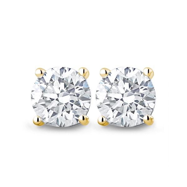 18K Gold Lab Diamond Stud Earrings 2.00CT F/VS1 Quality - 6.6mm - Image 1