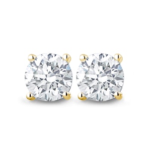 18K Gold Lab Diamond Stud Earrings 2.00CT F/VS1 Quality - 6.6mm
