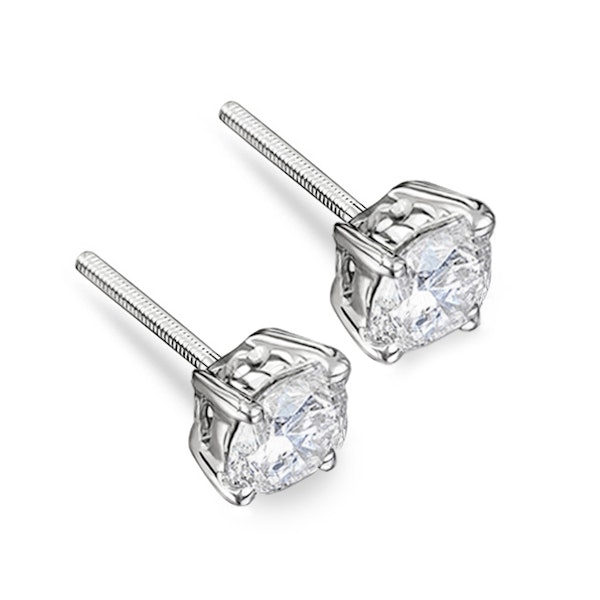 Lab Diamond Stud Earrings 2.00CT F/VS1 Quality Set in Platinum - 6.6mm - Image 3