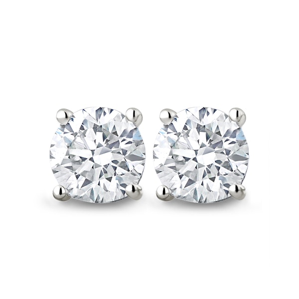 Lab Diamond Stud Earrings 2.00CT F/VS1 Quality Set in Platinum - 6.6mm - Image 1