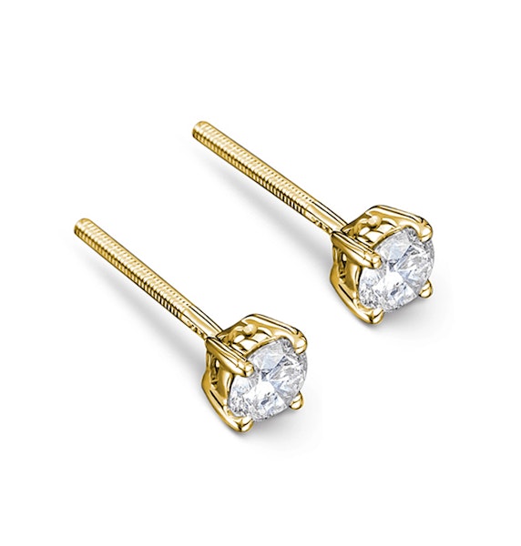 18K Gold Lab Diamond Stud Earrings 0.50CT F/VS1 Quality - 4.1mm - Image 3