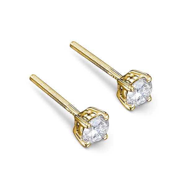 18K Gold Lab Diamond Stud Earrings 0.50CT G/VS1 Quality - 4.1mm - Image 3
