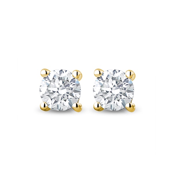 18K Gold Lab Diamond Stud Earrings 0.50CT F/VS1 Quality - 4.1mm - Image 1
